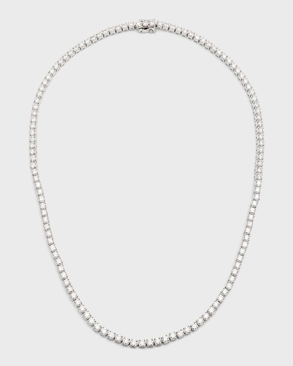 18K White Gold Round Diamond Line Necklace, 18"L, 15.0tcw